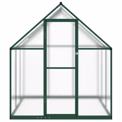 vidaXL Greenhouse with Base Frame Garden Walk in Plant Grow House Aluminium - green, 169 x 169 x 195 cm - Additional view 2