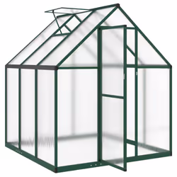 vidaXL Greenhouse with Base Frame Garden Walk in Plant Grow House Aluminium - green, 169 x 169 x 195 cm - Additional view 5
