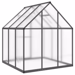 vidaXL Greenhouse with Base Frame Garden Walk in Plant Grow House Aluminium - anthracite, 169 x 169 x 195 cm - Additional view 4