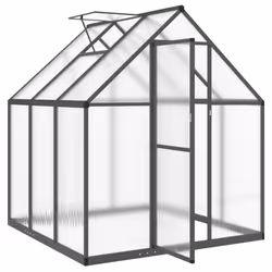 vidaXL Greenhouse with Base Frame Garden Walk in Plant Grow House Aluminium - anthracite, 169 x 169 x 195 cm - Additional view 5