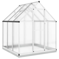 vidaXL Greenhouse with Base Frame Garden Walk in Plant Grow House Aluminium - silver, 169 x 169 x 202 cm