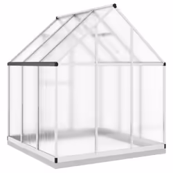 vidaXL Greenhouse with Base Frame Garden Walk in Plant Grow House Aluminium - silver, 169 x 169 x 202 cm - Additional view 4