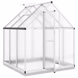 vidaXL Greenhouse with Base Frame Garden Walk in Plant Grow House Aluminium - silver, 169 x 169 x 202 cm - Additional view 5