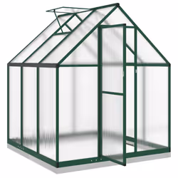 vidaXL Greenhouse with Base Frame Garden Walk in Plant Grow House Aluminium - green, 169 x 169 x 202 cm - Additional view 5