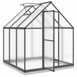vidaXL Greenhouse with Base Frame Garden Walk in Plant Grow House Aluminium - anthracite, 169 x 169 x 202 cm - Additional view 5