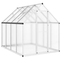 vidaXL Greenhouse with Base Frame Garden Walk in Plant Grow House Aluminium - silver, 224 x 169 x 195 cm