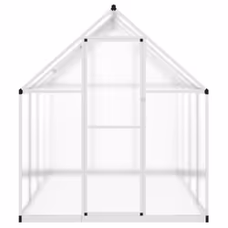 vidaXL Greenhouse with Base Frame Garden Walk in Plant Grow House Aluminium - silver, 224 x 169 x 195 cm - Additional view 2