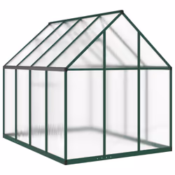 vidaXL Greenhouse with Base Frame Garden Walk in Plant Grow House Aluminium - green, 224 x 169 x 195 cm - Additional view 4