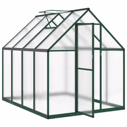 vidaXL Greenhouse with Base Frame Garden Walk in Plant Grow House Aluminium - green, 224 x 169 x 195 cm - Additional view 5