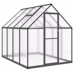 vidaXL Greenhouse with Base Frame Garden Walk in Plant Grow House Aluminium - anthracite, 224 x 169 x 195 cm