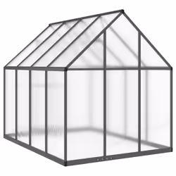 vidaXL Greenhouse with Base Frame Garden Walk in Plant Grow House Aluminium - anthracite, 224 x 169 x 195 cm - Additional view 4