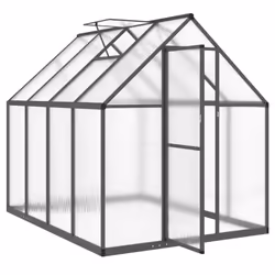 vidaXL Greenhouse with Base Frame Garden Walk in Plant Grow House Aluminium - anthracite, 224 x 169 x 195 cm - Additional view 5