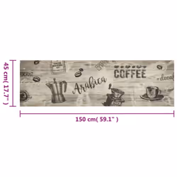 vidaXL Kitchen Rug Anti Fatigue Mat Runner Rug Washable Floor Carpet Velvet - coffee grey, 45 x 150 cm - Additional view 4