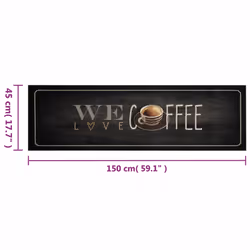 vidaXL Kitchen Rug Anti Fatigue Mat Runner Rug Washable Floor Carpet Velvet - coffee text, 45 x 150 cm - Additional view 4