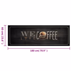 vidaXL Kitchen Rug Anti Fatigue Mat Runner Rug Washable Floor Carpet Velvet - coffee text, 60 x 180 cm - Additional view 4