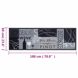 vidaXL Kitchen Rug Anti Fatigue Mat Runner Rug Washable Floor Carpet Velvet - wine, 60 x 180 cm - Additional view 4