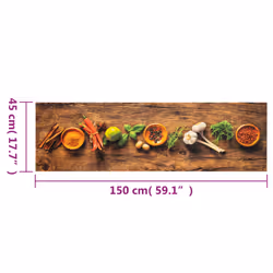 vidaXL Kitchen Rug Anti Fatigue Mat Runner Rug Washable Floor Carpet Velvet - brown, 45 x 150 cm - Additional view 3