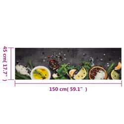 vidaXL Kitchen Rug Anti Fatigue Mat Runner Rug Washable Floor Carpet Velvet - dak grey, 45 x 150 cm - Additional view 4