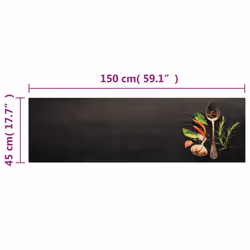 vidaXL Kitchen Rug Anti Fatigue Mat Runner Rug Washable Floor Carpet Velvet - black and green, 45 x 150 cm - Additional view 3