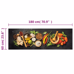 vidaXL Kitchen Rug Anti Fatigue Mat Runner Rug Washable Floor Carpet Velvet - spices, 60 x 180 cm - Additional view 3