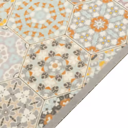 vidaXL Kitchen Rug Anti Fatigue Mat Runner Rug Washable Floor Carpet Velvet - hexagon, 45 x 150 cm - Additional view 2