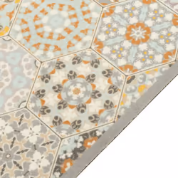 vidaXL Kitchen Rug Anti Fatigue Mat Runner Rug Washable Floor Carpet Velvet - hexagon, 60 x 180 cm - Additional view 2