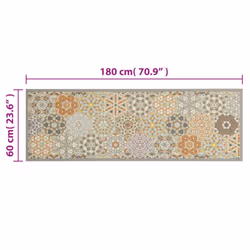 vidaXL Kitchen Rug Anti Fatigue Mat Runner Rug Washable Floor Carpet Velvet - hexagon, 60 x 180 cm - Additional view 3