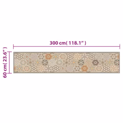 vidaXL Kitchen Rug Anti Fatigue Mat Runner Rug Washable Floor Carpet Velvet - hexagon, 60 x 300 cm - Additional view 3