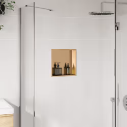 vidaXL Shower Niche Bathroom Storage Recessed Shower Shelf Stainless Steel - gold