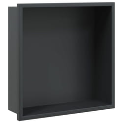 vidaXL Shower Niche Bathroom Storage Recessed Shower Shelf Stainless Steel - black