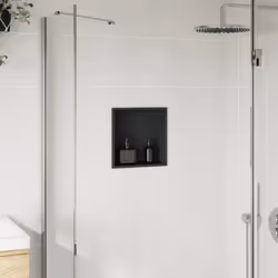 vidaXL Shower Niche Bathroom Storage Recessed Shower Shelf Stainless Steel - black