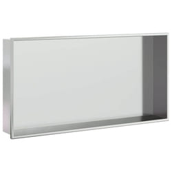 vidaXL Shower Niche Wall Recessed Shower Shelf Brushed Silver Stainless Steel - silver