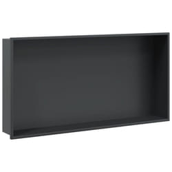 vidaXL Shower Niche Wall Recessed Shower Shelf Brushed Silver Stainless Steel - black
