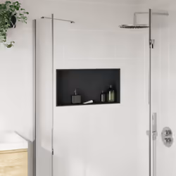 vidaXL Shower Niche Wall Recessed Shower Shelf Brushed Silver Stainless Steel - black