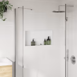 vidaXL Shower Niche Wall Recessed Shower Shelf Brushed Silver Stainless Steel - white