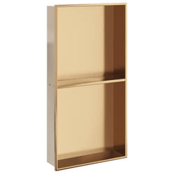 vidaXL Shower Niche Wall Recessed Shower Shelf Matt White Stainless Steel - gold