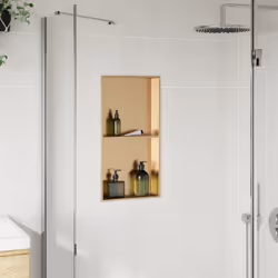 vidaXL Shower Niche Wall Recessed Shower Shelf Matt White Stainless Steel - gold