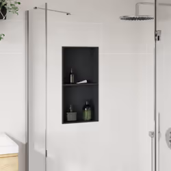 vidaXL Shower Niche Wall Recessed Shower Shelf Matt White Stainless Steel - black