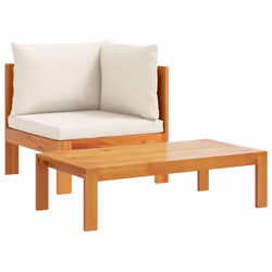 vidaXL 4 Piece Garden Sofa Set with Cushions Solid Wood Acacia - corner + 2x Sofa + Table - Additional view 2