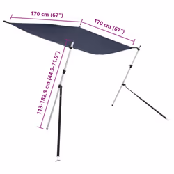 vidaXL T-Top Shade Extension Set T-Top Bow Shade Boat Bow Area Sun Shade Blue