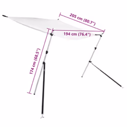 vidaXL T-Top Shade Extension Set T-Top Bow Shade Boat Bow Area Sun Shade White