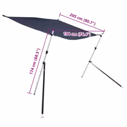 vidaXL T-Top Shade Extension Set Bow Shade Boat Bow Area Sun Shade Navy Blue