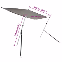 vidaXL T-Top Shade Extension Set Bow Shade Boat Bow Area Sun Shade Anthracite