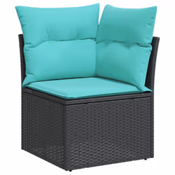 vidaXL 4 Piece Patio Sofa Set with Cushions Black Poly Rattan - Additional view 2