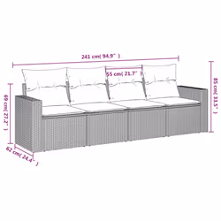 vidaXL 4 Piece Patio Sofa Set with Cushions Black Poly Rattan