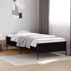 vidaXL Bed Frame Home Bed Base Mattress Foundation Engineered Wood and Metal - black, 100 x 200 cm/ 44 cm - Additional view 2