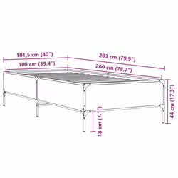 vidaXL Bed Frame Home Bed Base Mattress Foundation Engineered Wood and Metal - black, 100 x 200 cm/ 44 cm - Additional view 3