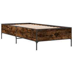 vidaXL Bed Frame Home Bed Base Mattress Foundation Engineered Wood and Metal - smoked oak, 100 x 200 cm