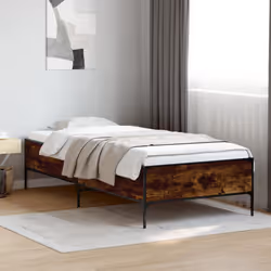 vidaXL Bed Frame Home Bed Base Mattress Foundation Engineered Wood and Metal - smoked oak, 100 x 200 cm