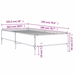 vidaXL Bed Frame Home Bed Base Mattress Foundation Engineered Wood and Metal - smoked oak, 100 x 200 cm